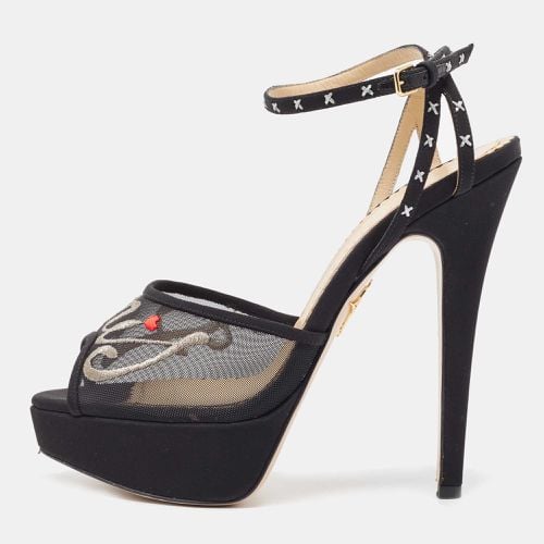 Charlotte Olympia Black Mesh and Canvas Platform Sandals Size 37.5 - Charlotte Olympia - Modalova