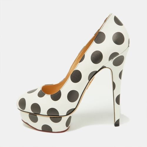 Charlotte Olympia White/Black Polka Dot Print Leather Dolly Platform Pumps Size 40 - Charlotte Olympia - Modalova