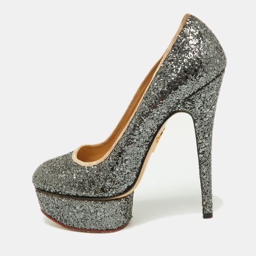 Charlotte Olympia Metallic Grey Coarse Glitter Dolly Pumps Size 37 - Charlotte Olympia - Modalova