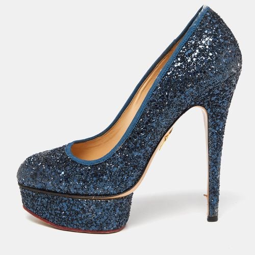 Charlotte Olympia Blue Glitter and Fabric Priscilla Platform Pumps Size 38 - Charlotte Olympia - Modalova