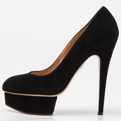 Charlotte Olympia Black Suede Dolly Platform Pumps Size 38.5 - Charlotte Olympia - Modalova