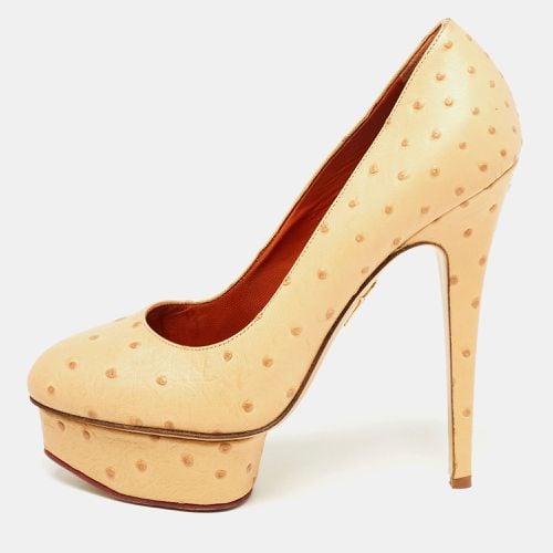 Charlotte Olympia Beige Ostrich Leather Dolly Platform Pumps Size 40 - Charlotte Olympia - Modalova