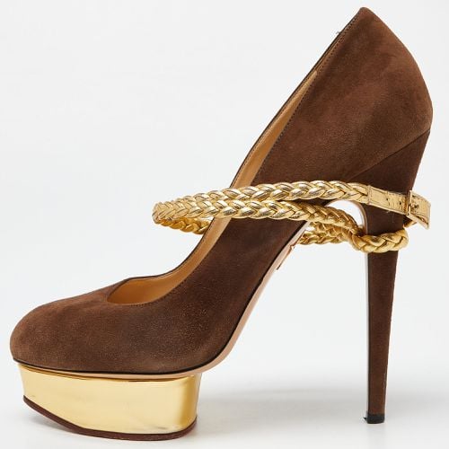 Charlotte Olympia Brown/Gold Suede Dolly Platform Pumps Size 42 - Charlotte Olympia - Modalova