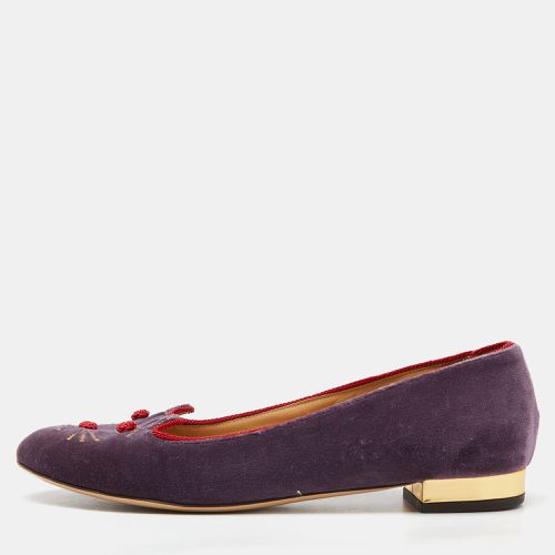 Charlotte Olympia Purple Velvet Emoticats Cheeky Kitty Ballet Flats Size 39.5 - Charlotte Olympia - Modalova