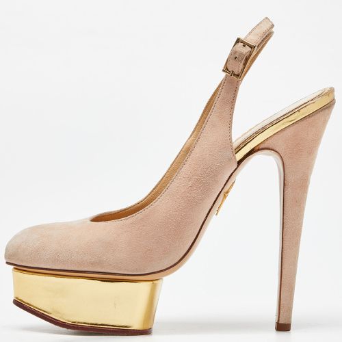 Charlotte Olympia Beige Suede Dolly Slingback Pumps Size 39 - Charlotte Olympia - Modalova