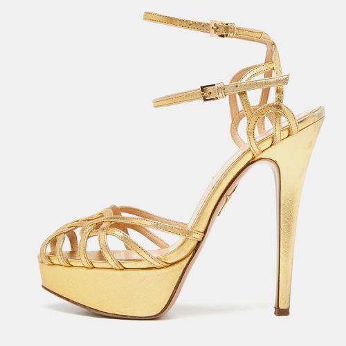 Charlotte Olympia Gold Leather Strappy Platform Sandals Size 37.5 - Charlotte Olympia - Modalova