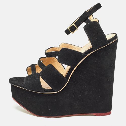 Charlotte Olympia Black Suede Platform Wedge Strappy Sandals Size 39 - Charlotte Olympia - Modalova