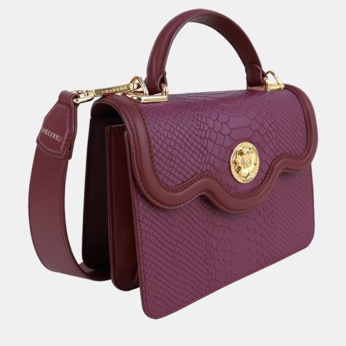 Laetitia Mulberry Python Embossed Leather Top Handle Bag - Charriol - Modalova
