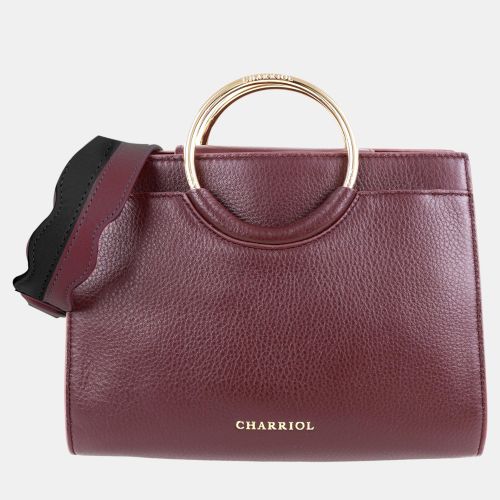 Forever Medium Chocolate Off White Pebbled Leather Top Handle Bag - Charriol - Modalova