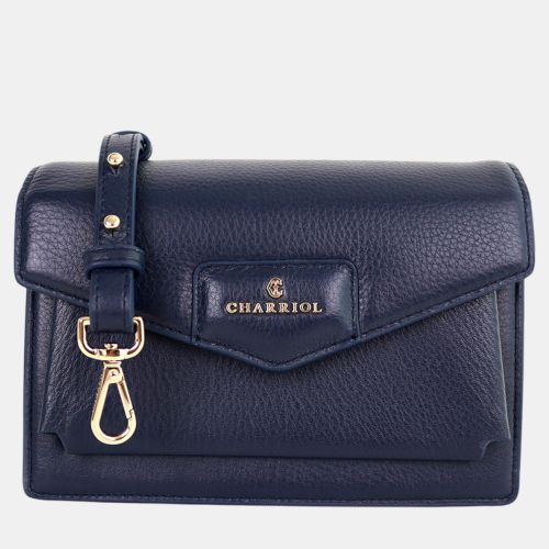 Twilight Small Navy Leather Shoulder Bag - Charriol - Modalova