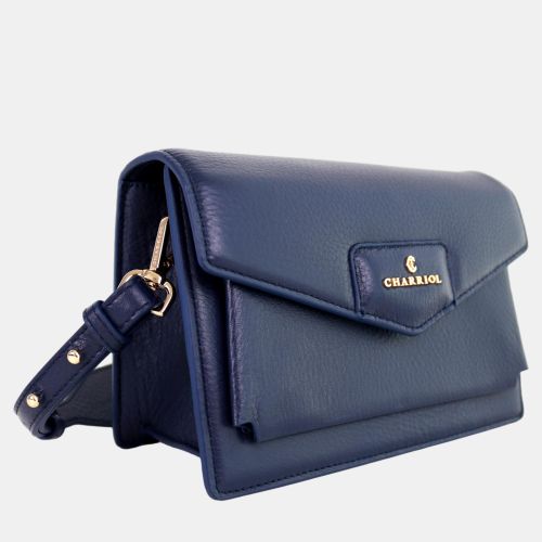 Twilight Small Navy Leather Shoulder Bag - Charriol - Modalova