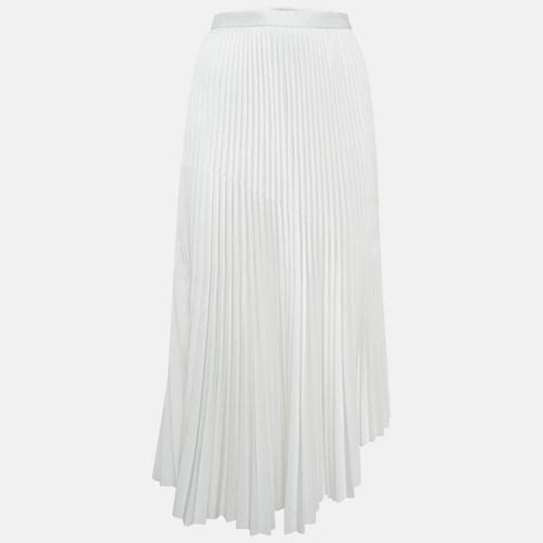 Chats By C.Dam White Crepe Asymmetric Plisse Esther Midi Skirt S - Chats By C.Dam - Modalova