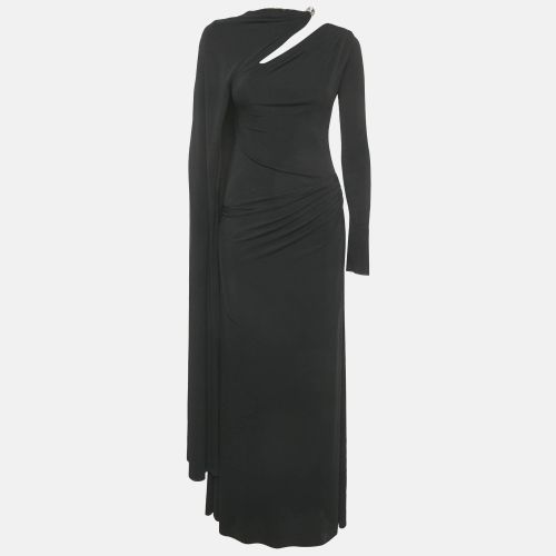 Chats By C.Dam Black Jersey Asymmetric Draped Gown S - Chats By C.Dam - Modalova
