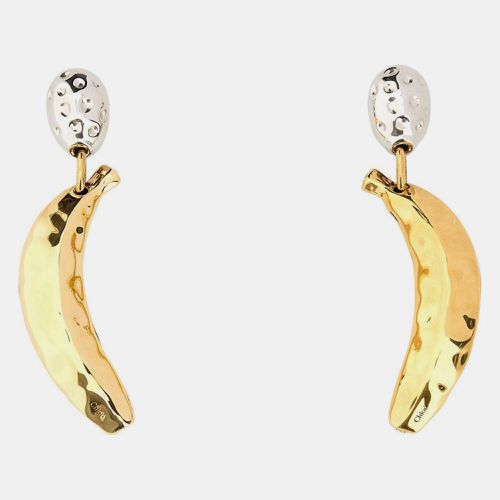 Chloe Silver Vintage Gold Brass Two-Tone Metal Bananas Earrings - Chloe - Modalova