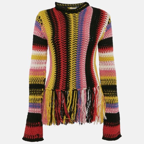 Striped Crochet Fringed Sweater S - Chloe - Modalova