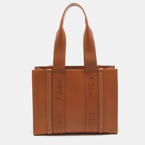 Chloe Caramel Leather Medium Woody Tote - Chloe - Modalova