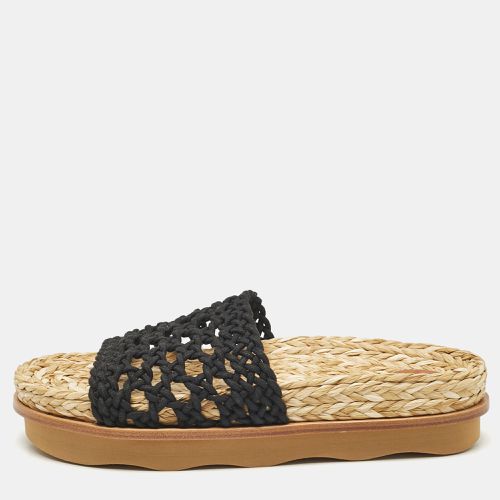 Chloe Black Woven Crochet Wavy Flat Slides Size 40 - Chloe - Modalova