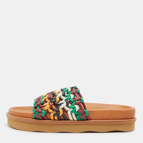 Chloe Multicolor Woven Leather Wavy Slides Size 39 - Chloe - Modalova