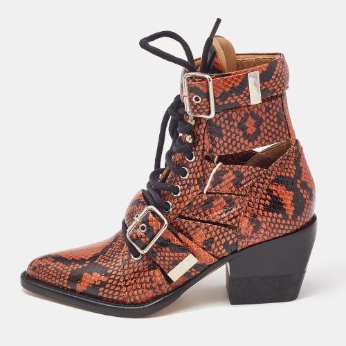 Python Embossed Leather Rylee Ankle Boots Size 34.5 - Chloe - Modalova