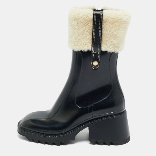 Chloé Black Rubber and Shearling Fur Betty Rain Boots Size 36 - Chloe - Modalova