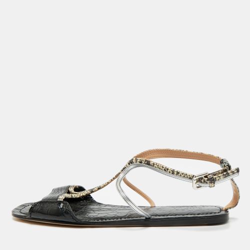 Chloe Multicolor Lizard Embossed and Croc Embossed Leather Ankle Strap Flats Size 38.5 - Chloe - Modalova