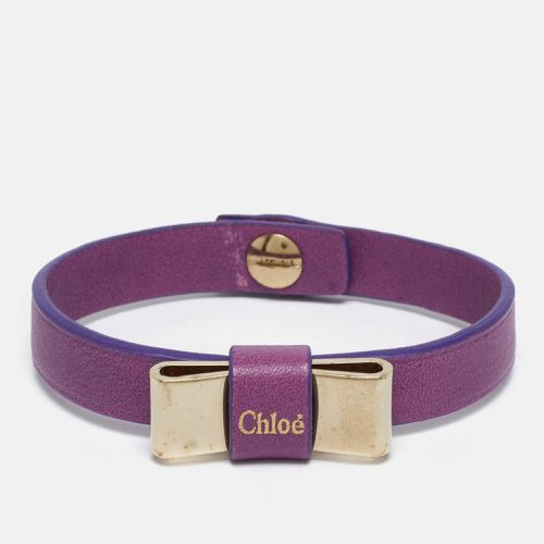 Chloe Bow Leather Gold Tone Bracelet - Chloe - Modalova