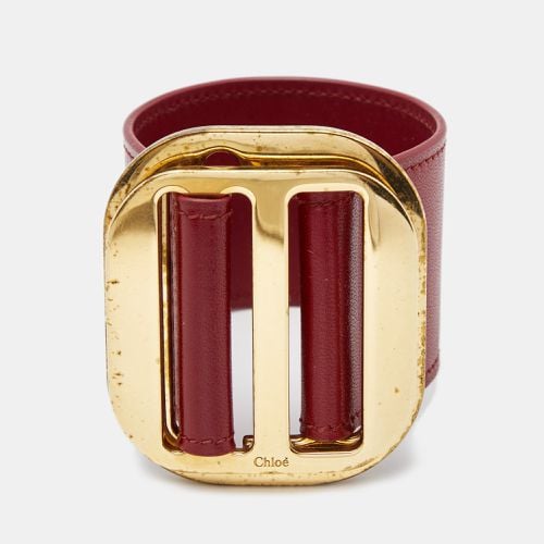 Chloe Red Leather Gold Tone Wide Bracelet - Chloe - Modalova