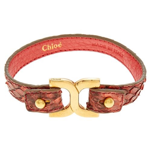 Chloe Dark Coral Ayer Snakeskin Leather Marcie Bracelet - Chloe - Modalova