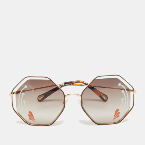 Chloe Brown/Gold Gradient CE132SRI Poppy Geometric Sunglasses - Chloe - Modalova