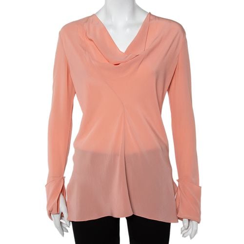 Chloe Pink Silk Draped Neck Long Sleeve Top S - Chloe - Modalova