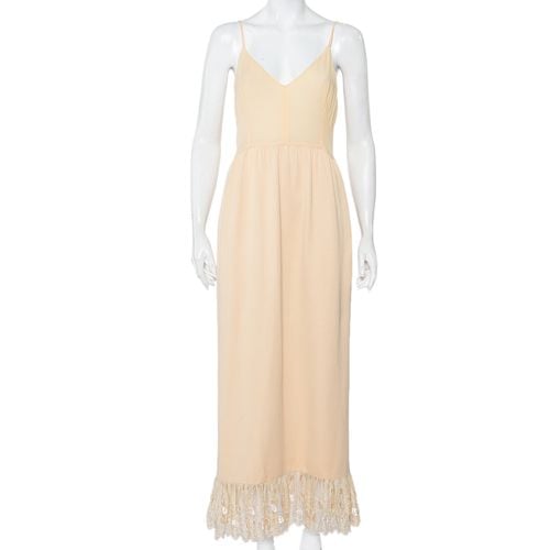 Chloe Vintage Beige Silk & Crepe Paneled Lace Trim Maxi Dress M - Chloe - Modalova