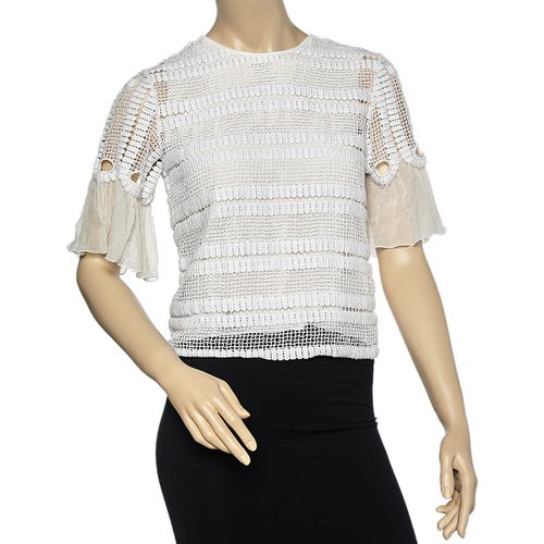 Chloe White Crochet Lace Top M - Chloe - Modalova