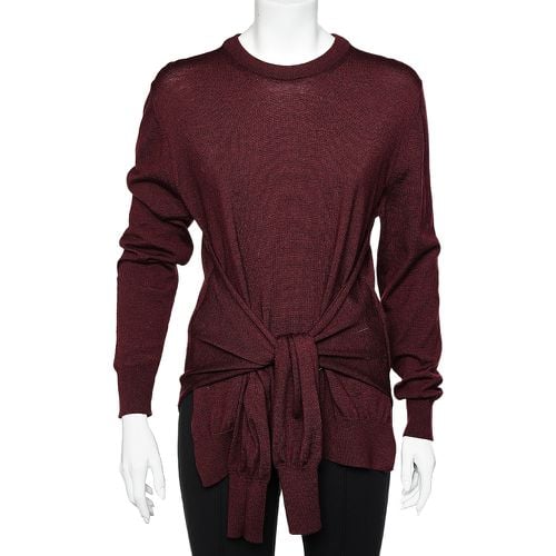 Burnt Mahogany Wool Waist Tie Detail Sweater M - Chloe - Modalova