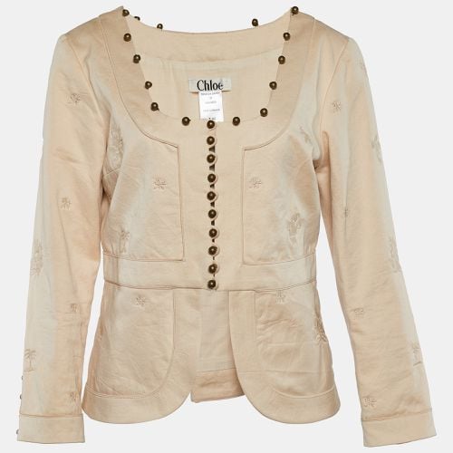 Chloe Beige Cotton Embroidered Button Front Top L - Chloe - Modalova