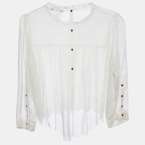 Chloé Off-White Silk & Linen Top L - Chloe - Modalova