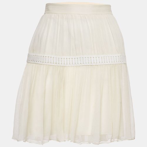 Chloe White Lace Trim Silk Gathered Mini Skirt S - Chloe - Modalova