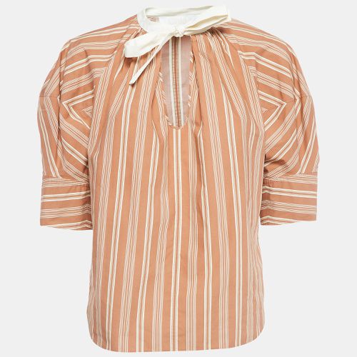 Stripe Print Silk Neck Tie Up Top M - Chloe - Modalova