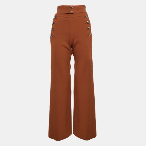 Chloe Brown Rust Virgin Wool Button Detailed Wide Leg Pants S - Chloe - Modalova