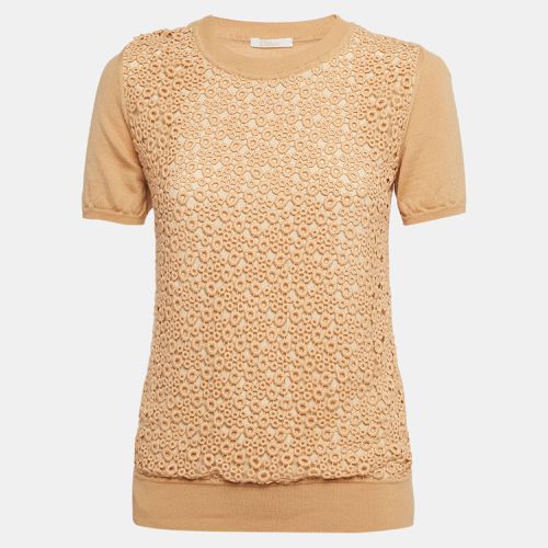 Chloe Beige Lace and Wool Short Sleeve Sweatshirt S - Chloe - Modalova