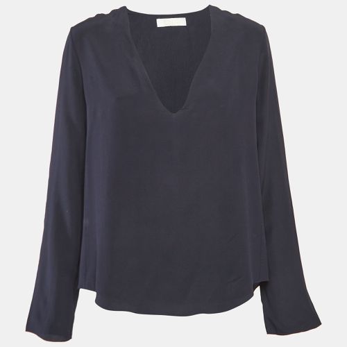 Chloe Navy Blue Silk V-Neck Full Sleeve Top S - Chloe - Modalova