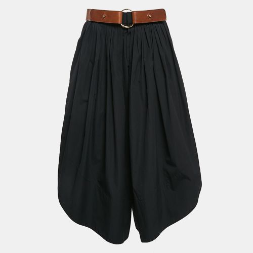 Chloé Black Cotton Pleated Asymmetric Hem Trousers S - Chloe - Modalova