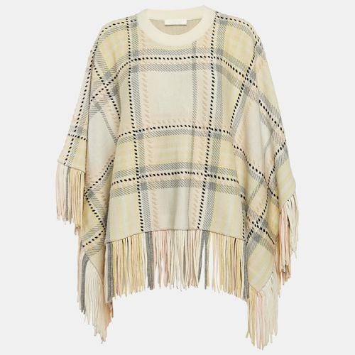 Chloe Yellow Plaid Cashmere Fringed Poncho Sweater XS/S - Chloe - Modalova