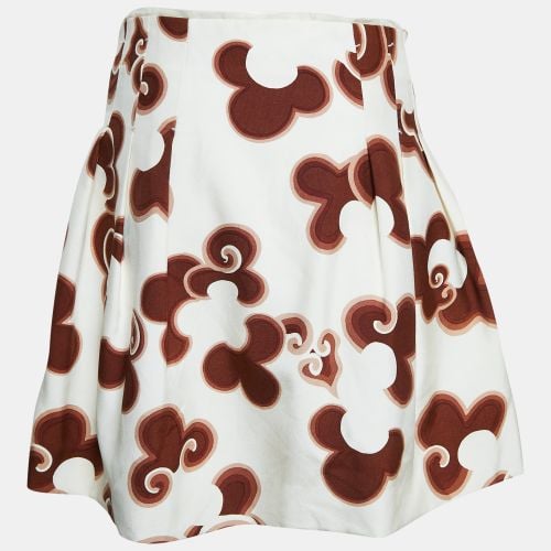 Chloe Brown Doodle Print Silk Pleated Mini Skirt S - Chloe - Modalova