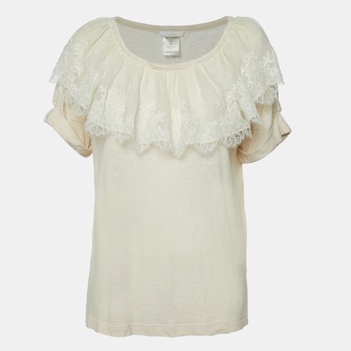 Chloe Ecru Cream Knit Lace Trimmed Top XS - Chloe - Modalova