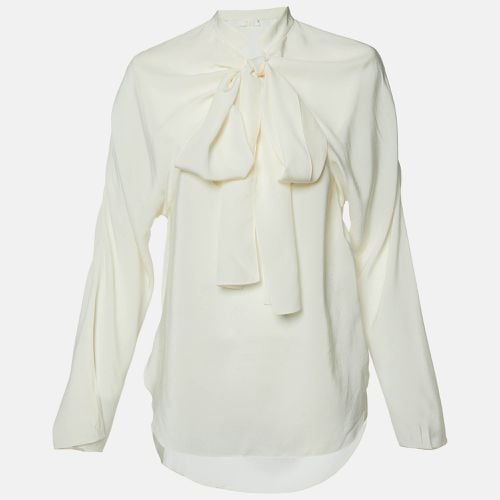 Chloe Milk White Crepe Tie-Up Neck Detail Blouse M - Chloe - Modalova