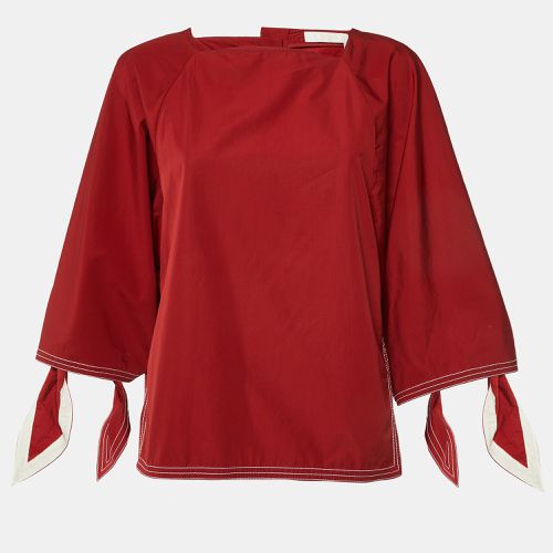 Chloe Dark Ruby Cotton Tie Sleeve Detail Blouse S - Chloe - Modalova