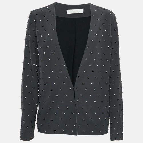 Charcoal Rhinestone Embellished Silk Jacket M - Chloe - Modalova