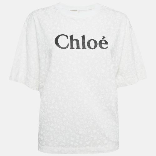 Off Floral and Logo Print Jersey T-Shirt S - Chloe - Modalova