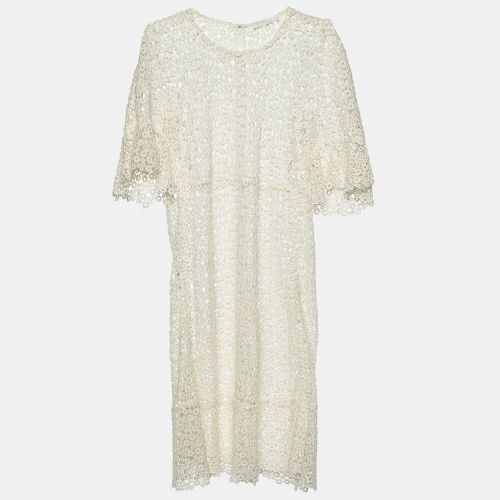 Chloe Eggshell White Guipure Lace Sheer Knee Length Dress M - Chloe - Modalova