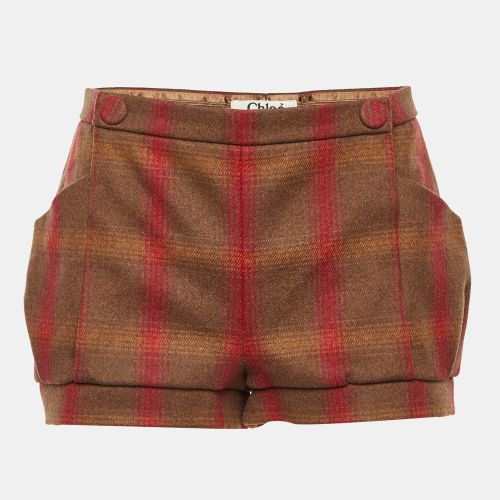 Red Plaid Check Wool Shorts S - Chloe - Modalova